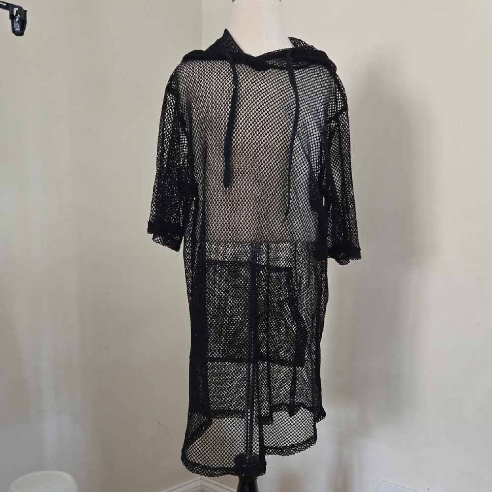 Black Mesh Hoodie
